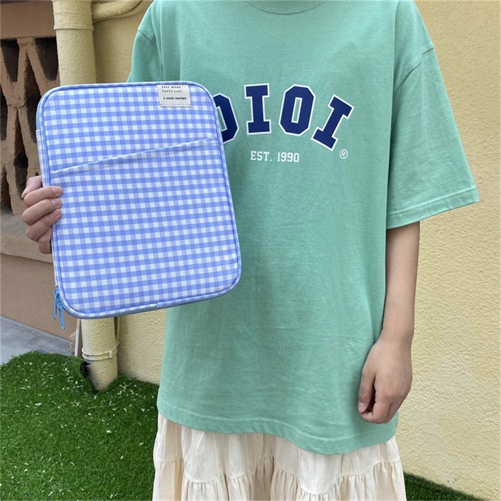 CowLost | grid-cases-tablet-sleeve-bag-7-9-12-9-inch-handbag-for-ipad-pro-samsung-xiaomi |12