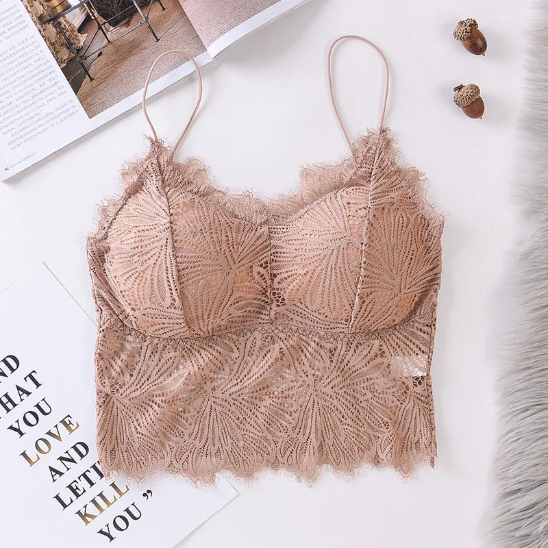 CowLost | product_id-wireless-floral-lace-push-up-bra-with-removable-pads-solid-bralette-for-women |9