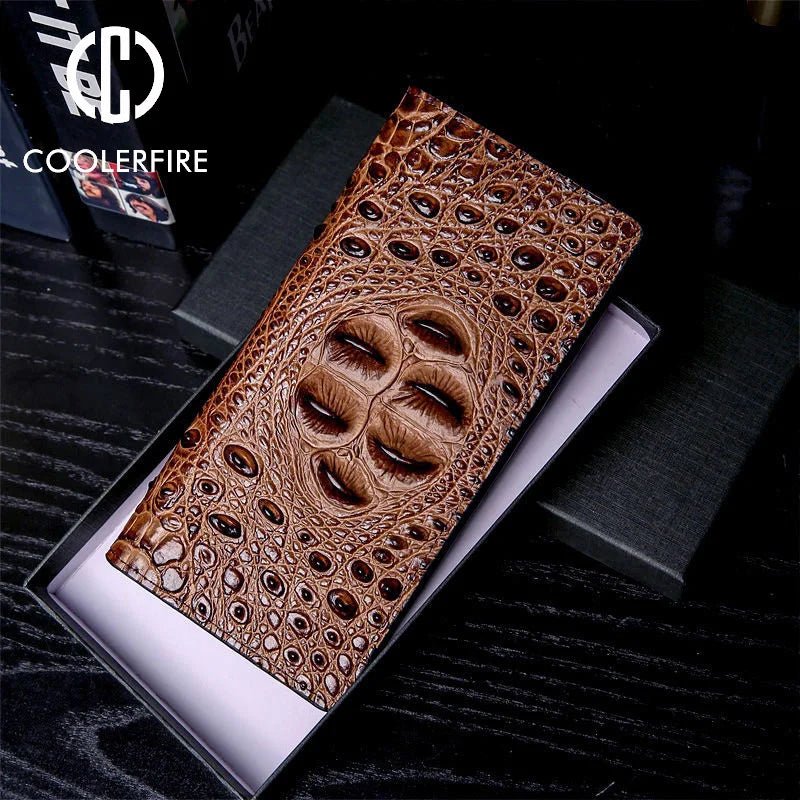 CowLost | men-wallets-business-long-crocodile-genuine-leather |4