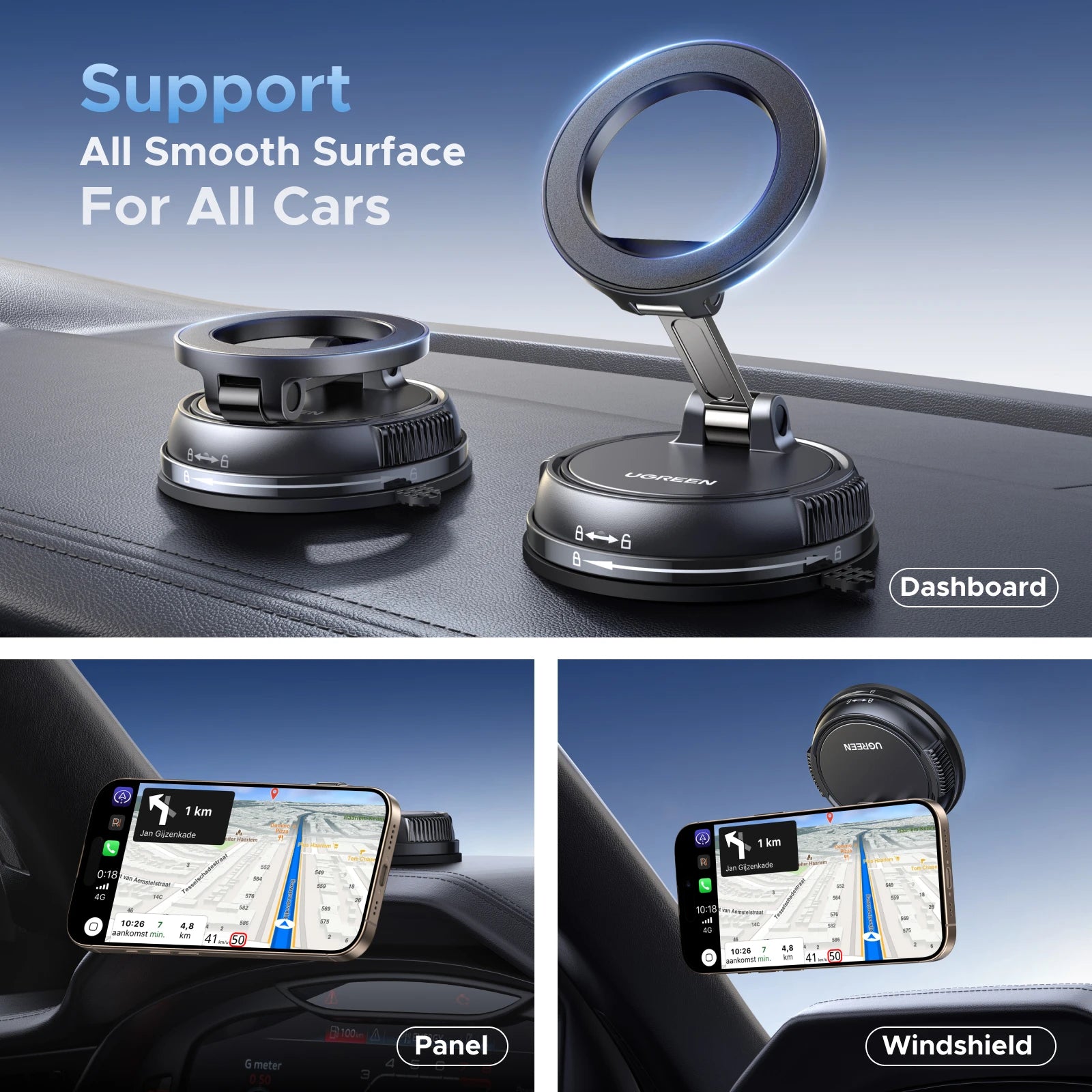 CowLost | ugreen-magnetic-car-phone-holder-dashboard-suction-cup-360 |5