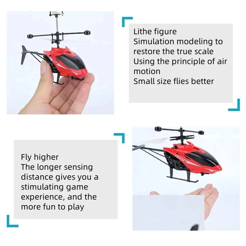 Rechargeable Mini RC Helicopter Drone Safe Fall-Resistant Toy (No Remote Battery)