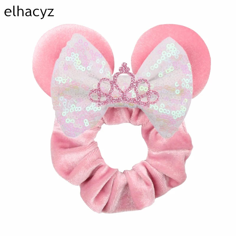 CowLost | mouse-ears-sequins-bow-women-velvet-scrunchies |18