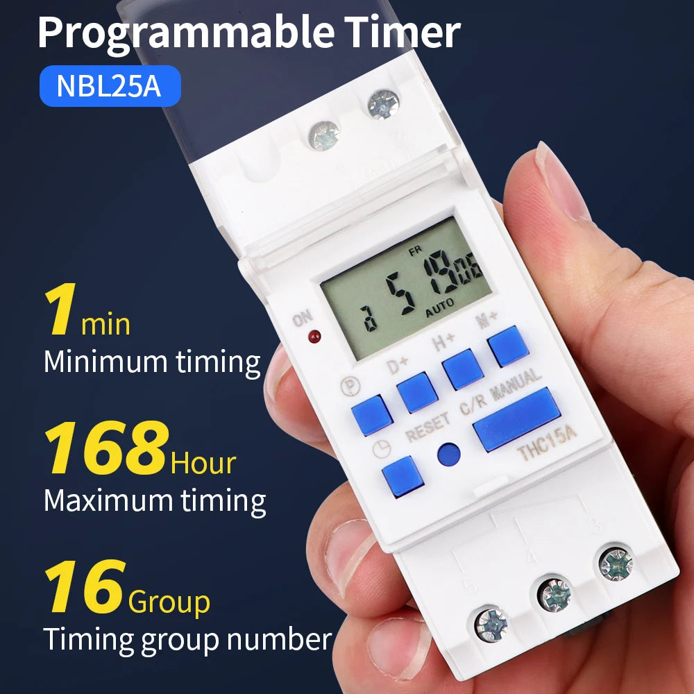 Digital 7-Day Programmable Timer Relay 220V 25/30A with Power Outage Memory