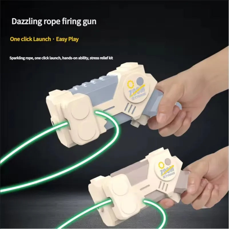 Glow in the Dark String Rope Launcher Portable Handheld Toy Gun Stress Relief Gift