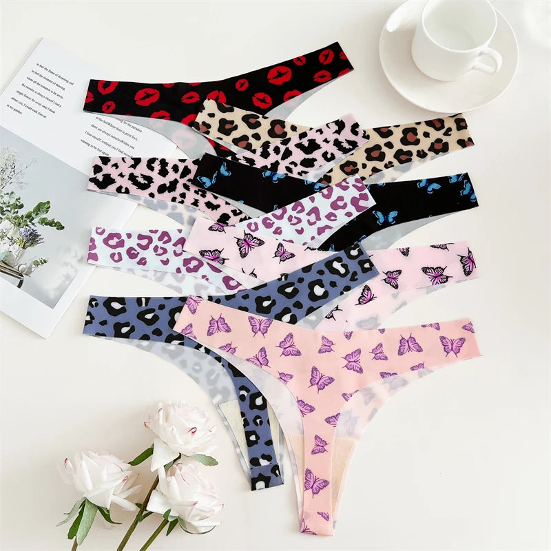 CowLost | activewear-pants-3pcs-womens-ice-silk-seamless-low-waist-leopard-thongs |16