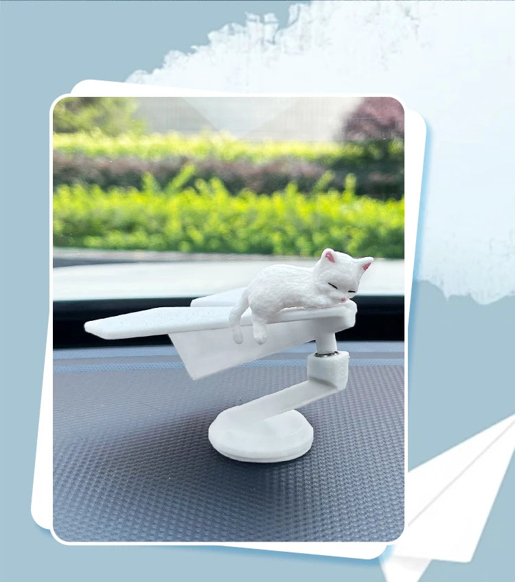 CowLost | inertial-swing-plastic-paper-airplane-move-cute-cat-kitty-wag-plane-sway-car-ornament-dashboard-decorations-cool-fun-accessories |8