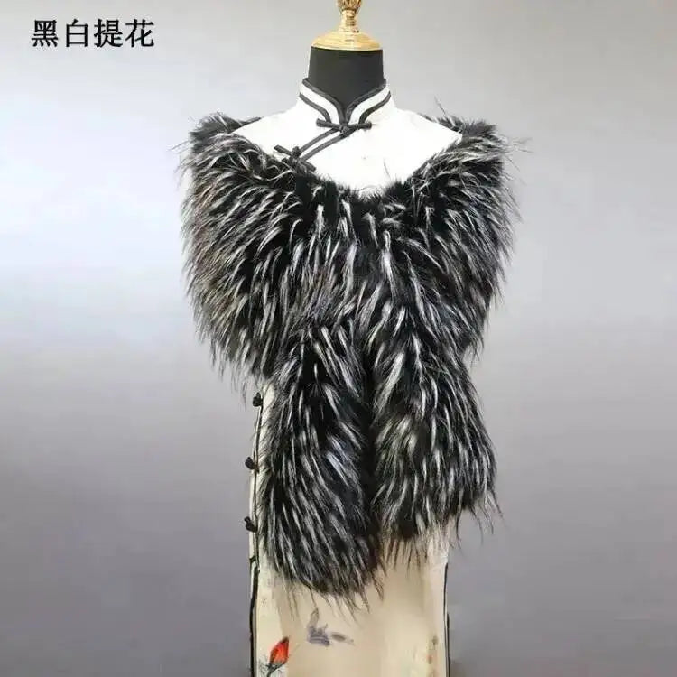 CowLost | 32-colors-165-30cm-women-luxury-warm-faux-fox-fur-shawl-winter-ladies-plush-scarf |50