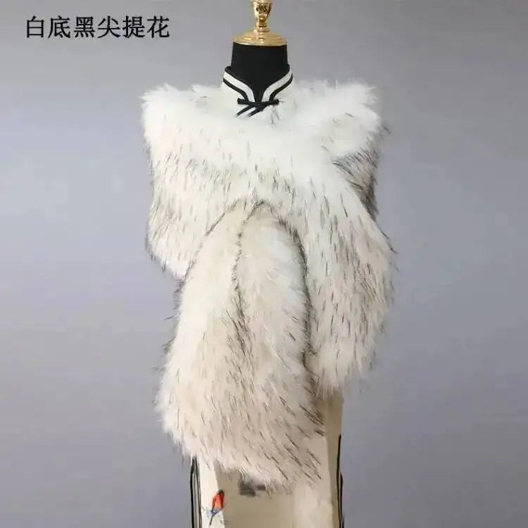 CowLost | 32-colors-165-30cm-women-luxury-warm-faux-fox-fur-shawl-winter-ladies-plush-scarf |42