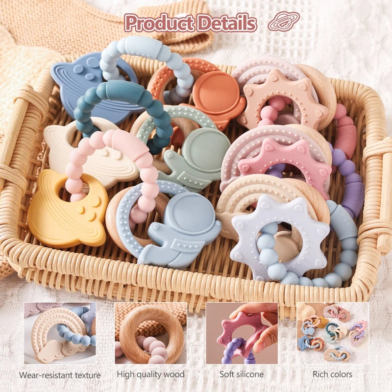 1pc Silicone Teether, Food Grade Baby 0-12 Toys