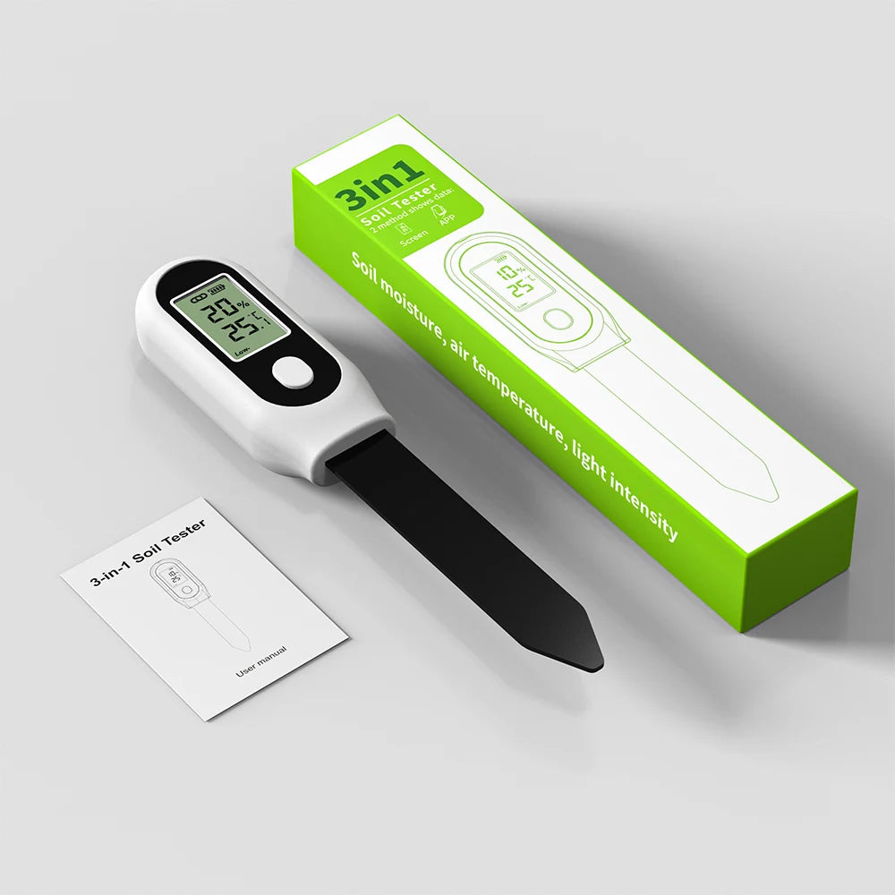 Tuya Zigbee 3-in-1 Soil Tester LCD Humidity Temperature Sunlight Meter Smart APP Monitor for Plants Garden