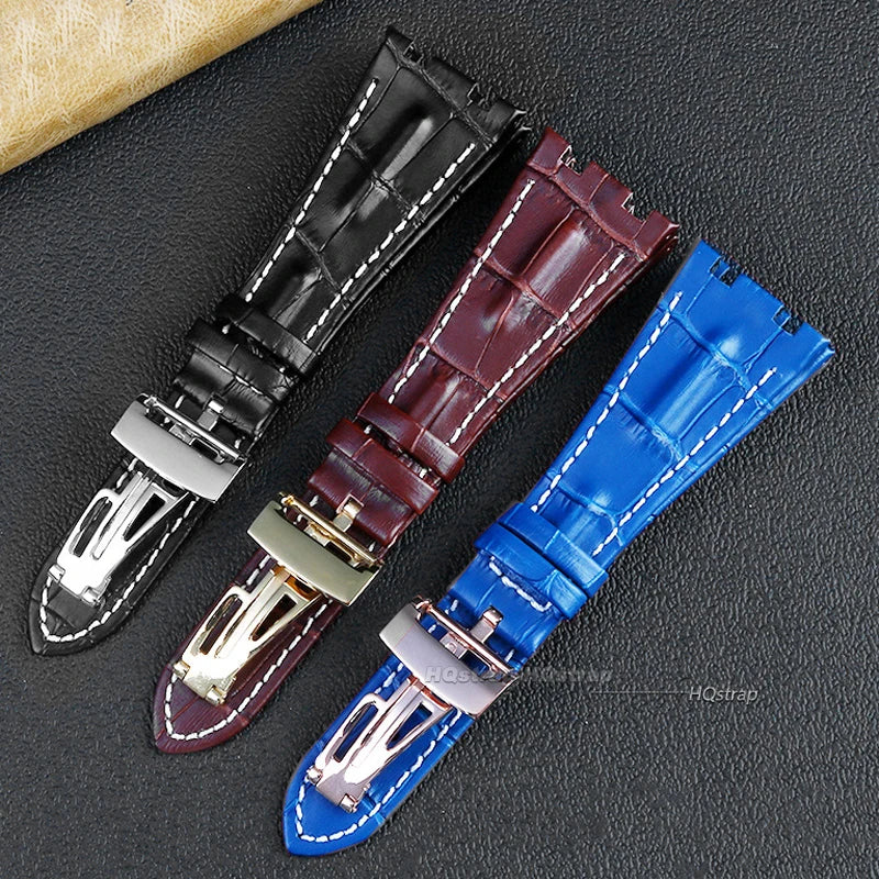 CowLost | bracelets-product_id-28mm-genuine-leather-watch-strap-for-ap-royal-oak-offshore-26470-15703-15710-15706-waterproof-wristband |10