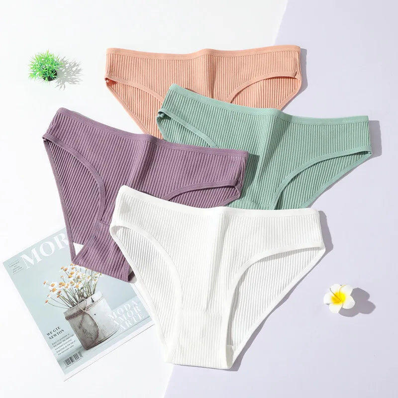 CowLost | product_id-3pcs-women-low-waist-seamless-cotton-breathable-briefs-panties-solid |1