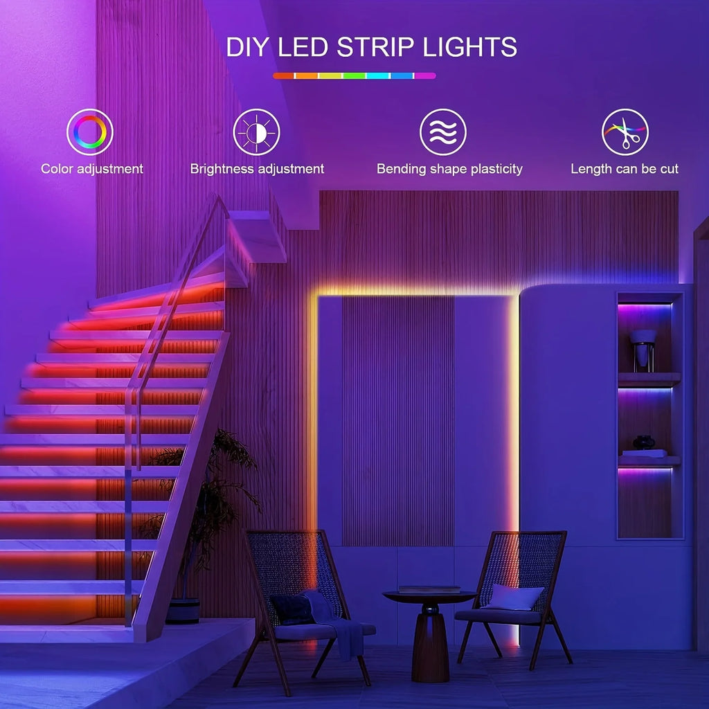 RGB LED Strip Light 40m/30m/20m/15m, Flexible 24V SMD3535, APP Control Music Sync for Room Decor