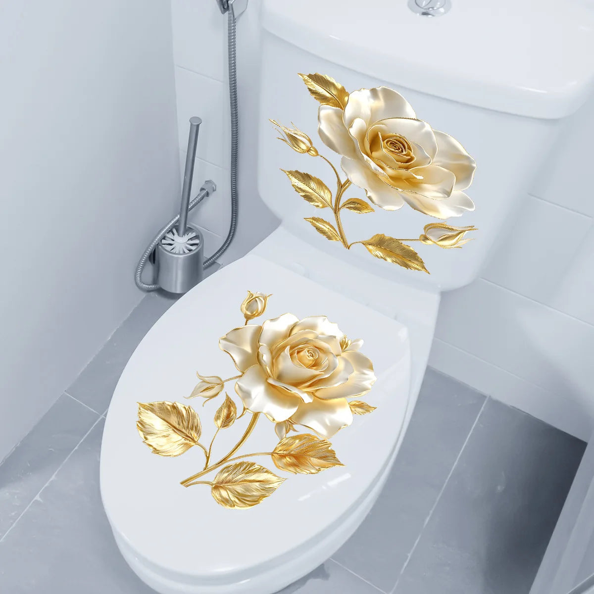 CowLost | beautiful-golden-flower-toilet-sticker-bathroom-toilet-cover-decorative |6