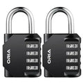 ORIA 2PCS 4-Digit Waterproof Combination Padlocks for Door, Suitcase, Bag, Cabinet, Gym