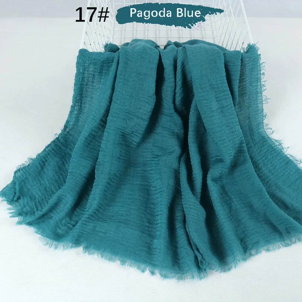 180X90CM Muslim Women Crinkle Hijab Soft Cotton Scarf