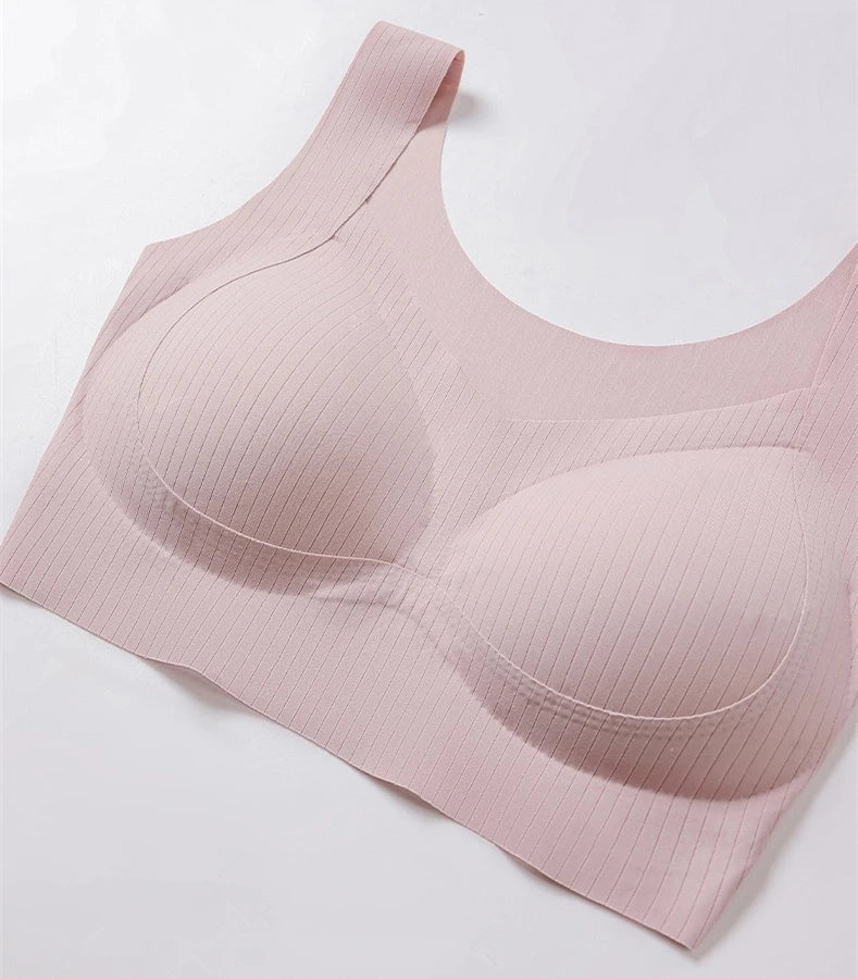 CowLost | comfortable-one-piece-traceless-fixed-cup-womens-underwear-beautiful-back-sports-vest-sleep-large-size-bra-thin |8