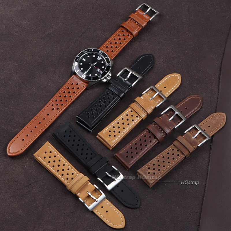 CowLost | product_id-breathable-genuine-cowhide-leather-watch-strap-18mm-22mm-for-tag-heuer-seiko-replacement |9
