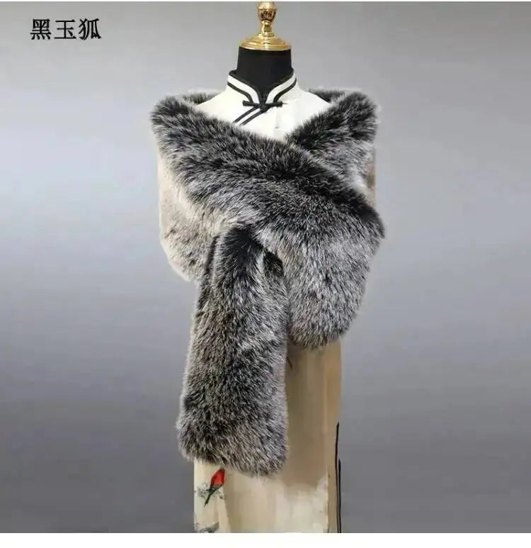 CowLost | 32-colors-165-30cm-women-luxury-warm-faux-fox-fur-shawl-winter-ladies-plush-scarf |28