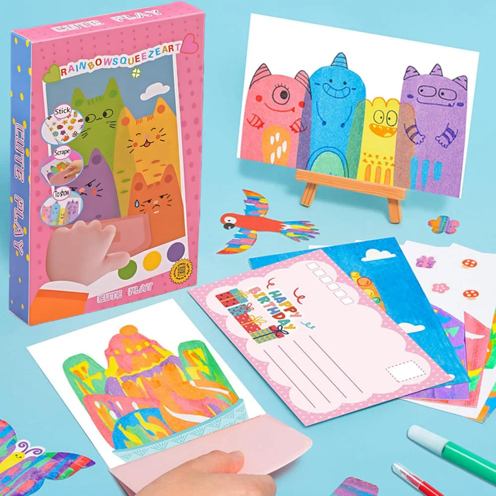 CowLost | color-mixing-tools-product_id-rainbow-magic-scratch-art-set-with-20-sheets-7-color-tools-stickers-creative-christmas-gift |15