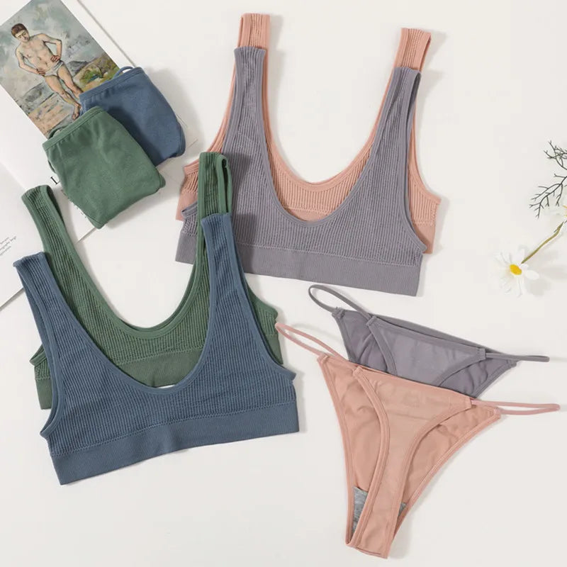 CowLost | product_id-women-seamless-u-neck-push-up-bra-low-waist-brazilian-thong-set |2