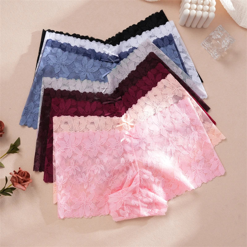 CowLost | activewear-pants-4pcs-womens-low-waist-lace-boyshorts-underwear |6