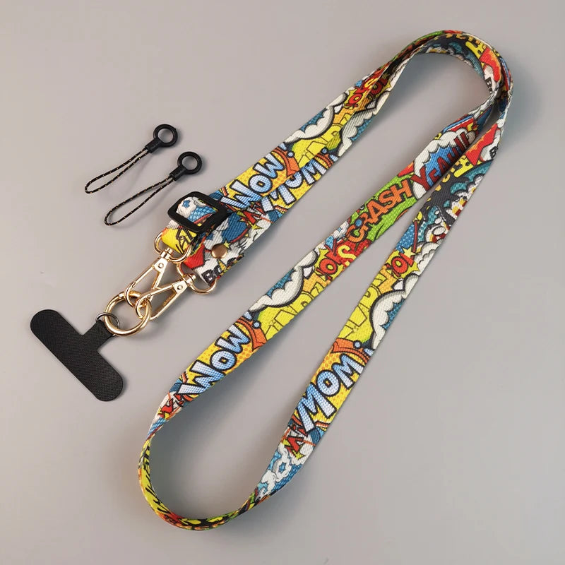 CowLost | uncategorized-adjustable-graffiti-pattern-long-crossbody-phone-lanyard |20