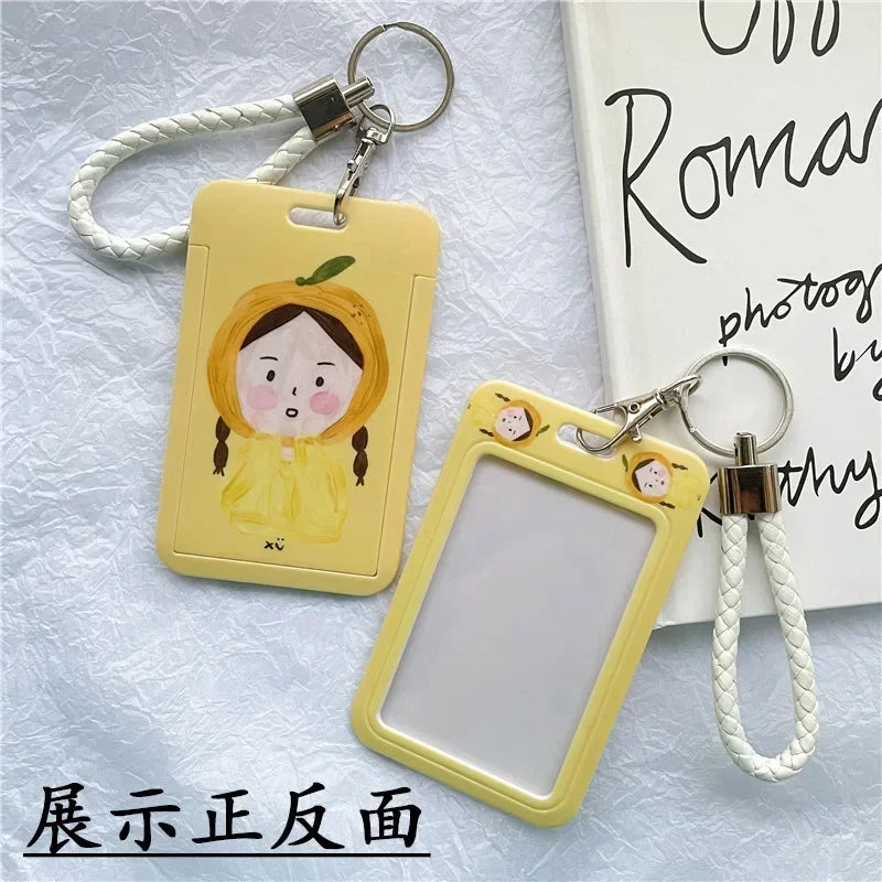 1Pc Solid Color Student Bus ID Card Protective Cover