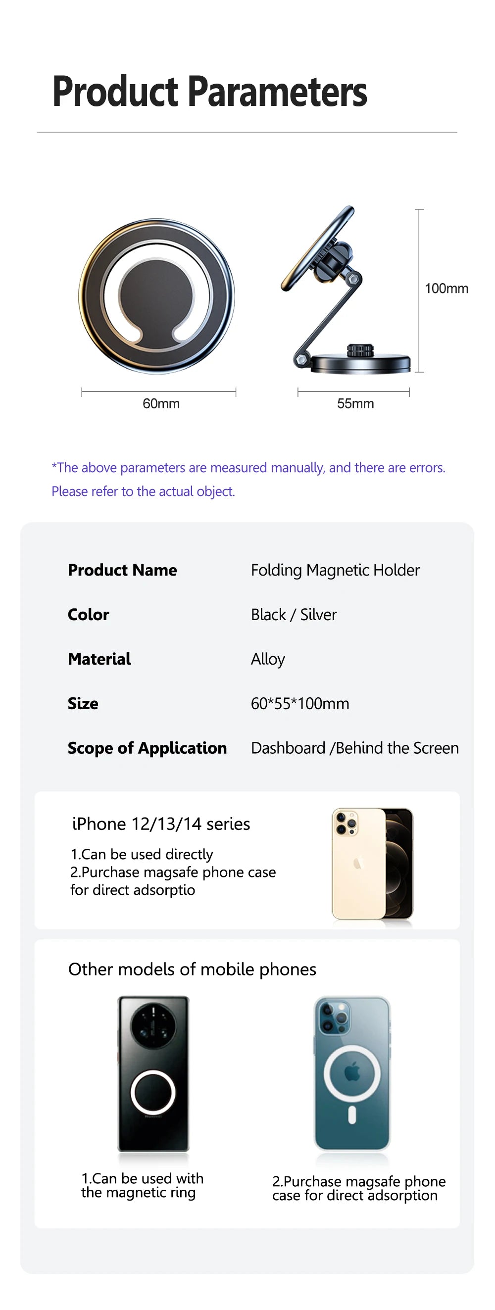 CowLost | product_id-magnetic-360-rotating-foldable-car-phone-holder-for-tesla-magsafe-iphone-14-13-12 |16