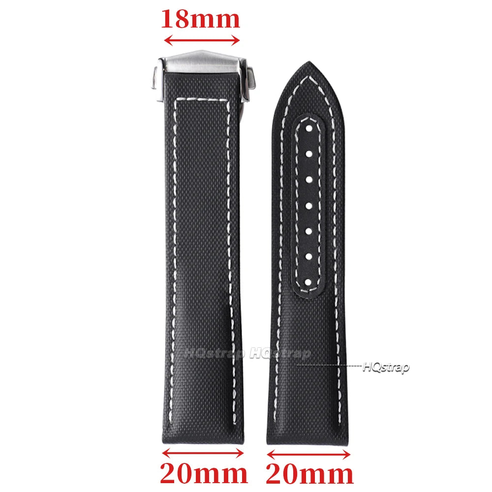 CowLost | for-omega-sailcloth-nylon-watch-band-20mm-22mm-waterproof-sailcloth-strap-black-blue-men-sport-bracelet-folding-buckle-wristband |7
