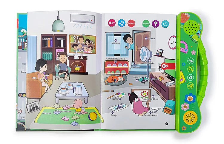 Spanish Talking Sound Education Book with 4 Games and English Stories for Children Ages 5-8