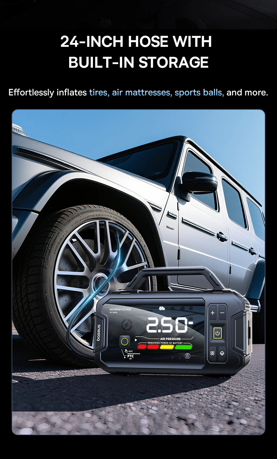 CowLost | baseus-vj1-3000a-car-jump-starter-4-in-1-air-compressor-21600mah-power-bank |10
