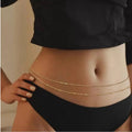 Gold Plated Stainless Steel Waterproof Layered Waist Chain Belly Belt Jewelry for Women