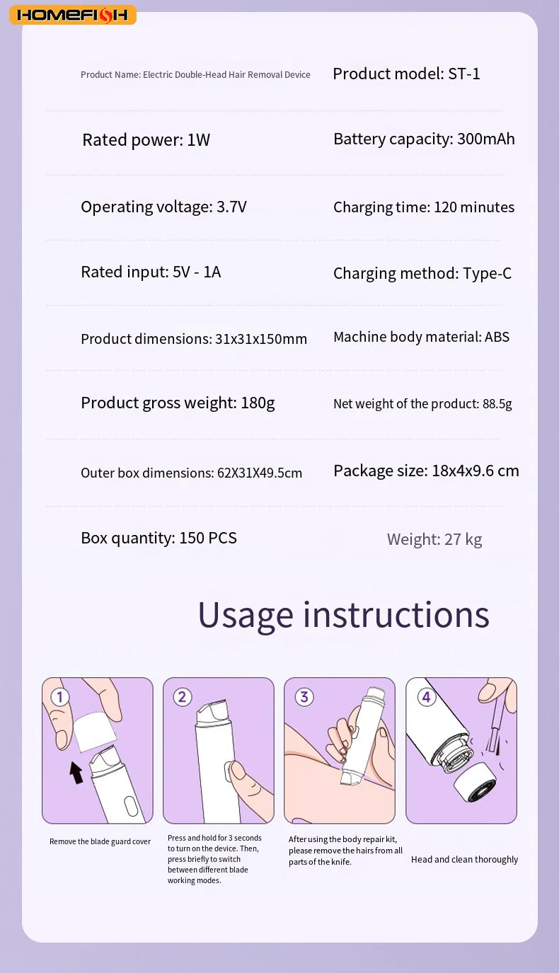 CowLost | product_id-homefish-2in1-rechargeable-electric-razor-epilator-for-women-painless-hair-removal |11