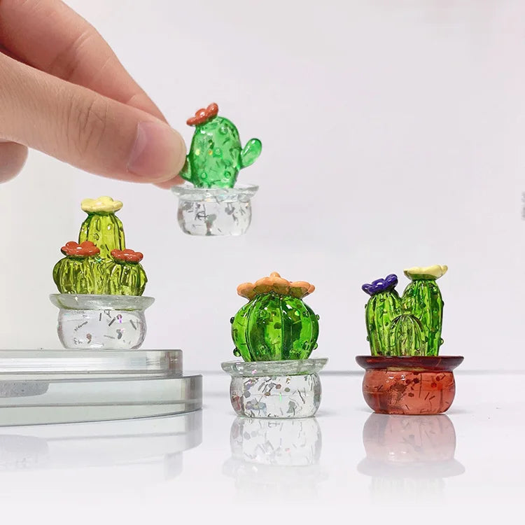 CowLost | 4pcs-resin-simulation-cactus-car-decoration-mini-succulent-decoration-home-office-desktop-computer-crafts-couple-small-gifts-toy |12