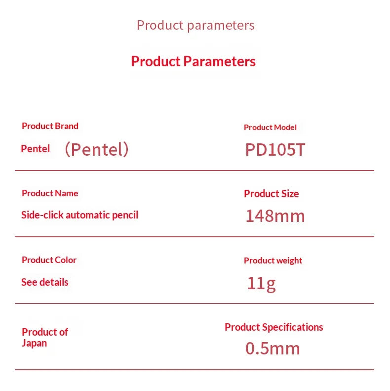 CowLost | product_id-pentel-pd105t-0-5mm-mechanical-pencil-break-resistant-lead-color-blocked-transparent-side-smooth-writing |15