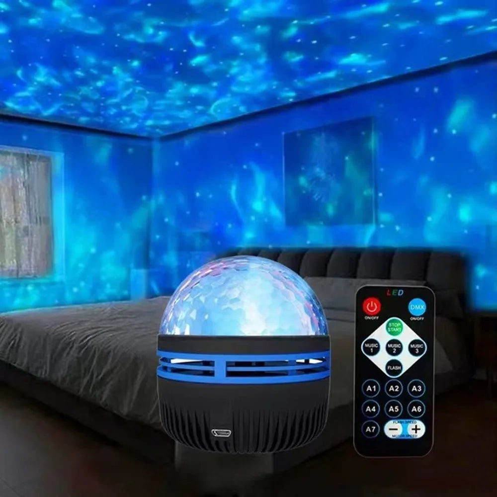 Galaxy Projector RGB Starry Lamp 7-Color LED Mini Night Light with Remote and Auto Rotation