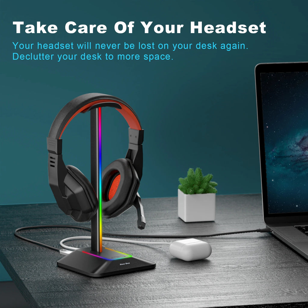 CowLost | mobile-phone-cases-new-bee-z8-rgb-headphone-stand-with-usb-ports |9