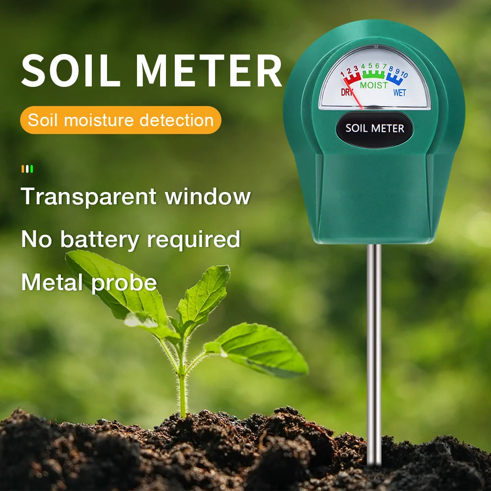 Handheld Soil PH, Moisture & Fertility Meter with Metal Probe No Batteries Needed