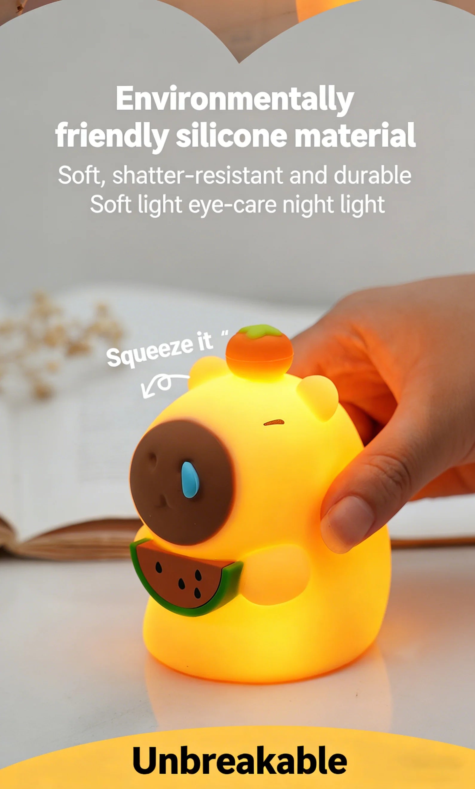 CowLost | cute-pear-night-light-7-color-dimmable-touch-controlled-night-light-silicone-stress-reducing-pat-duck-lamp-usb-rechargeable-1 |13