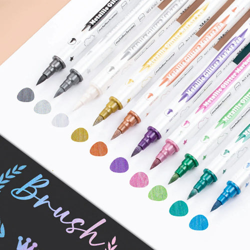 CowLost | product_id-10pcs-dual-tip-metallic-paint-markers-with-brush-fine-nibs-for-art-scrapbooking |1
