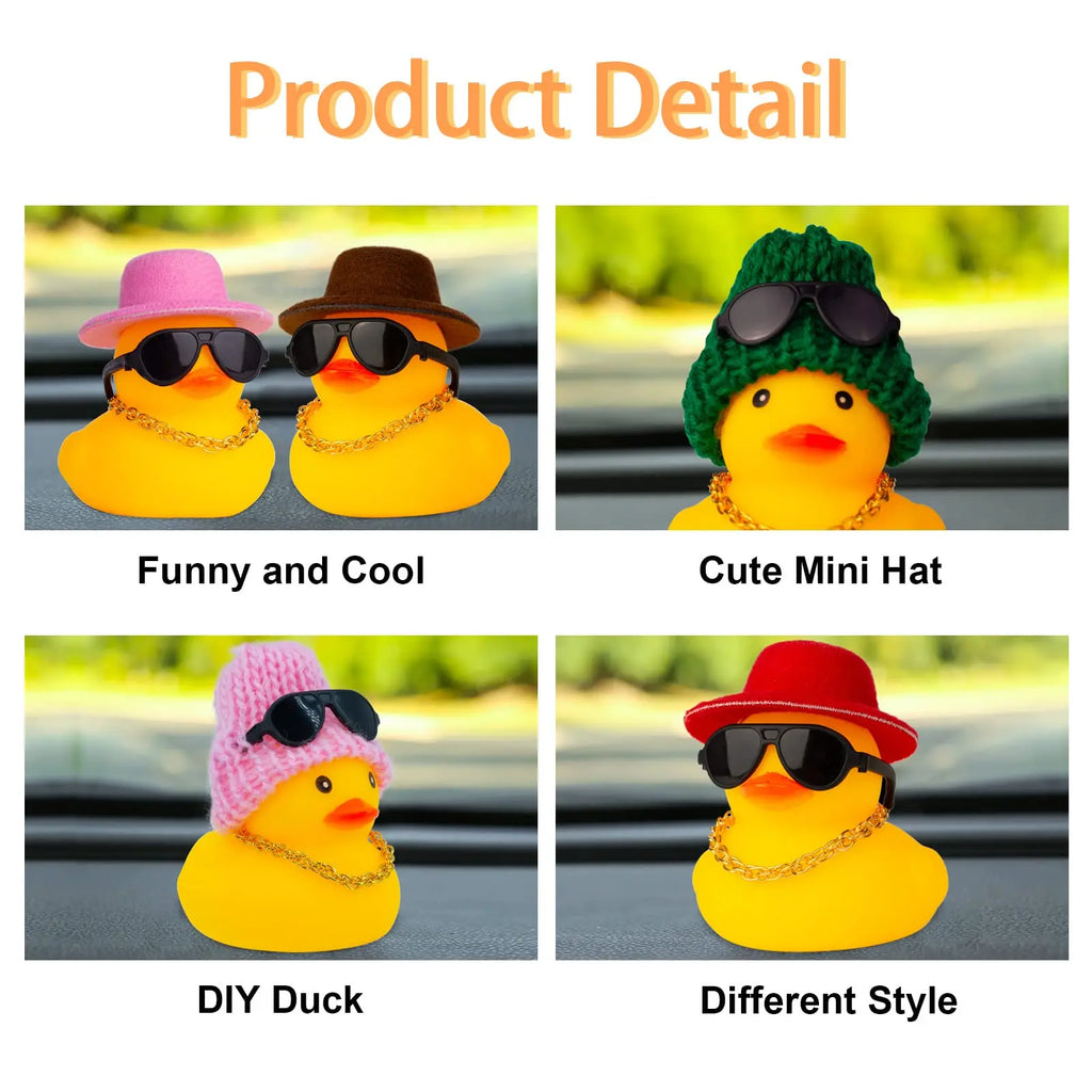 CowLost | 2-set-car-duck-mini-car-dashboard-yellow-rubber-duckies-toy-jeep-duck-party-favor-car-decoration-table-ornament-car-accessory |2