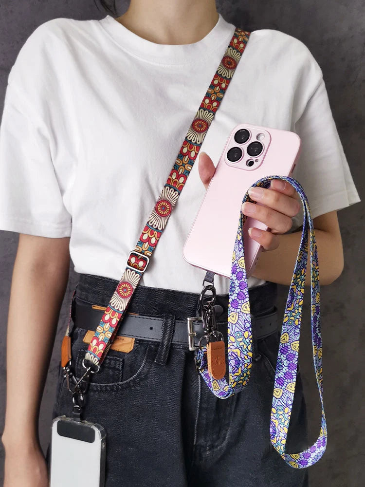 CowLost | uncategorized-adjustable-retro-totem-pattern-crossbody-cell-phone-lanyard |12