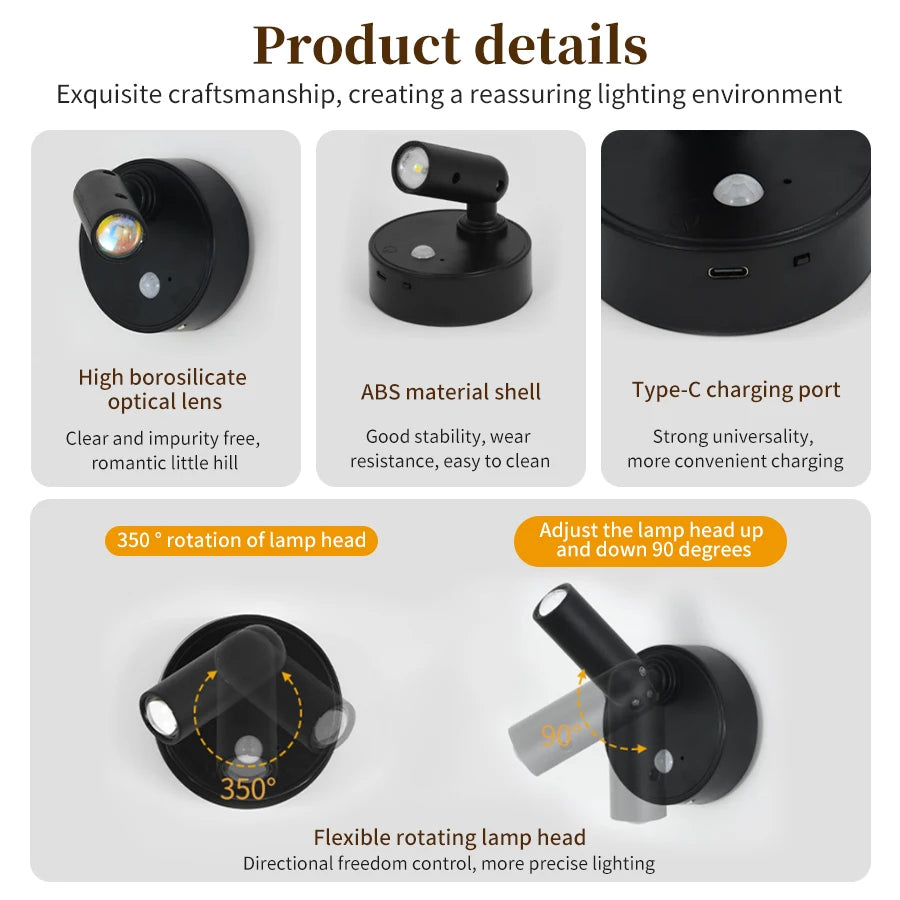 CowLost | product_id-magnetic-rotatable-touch-dimmable-rgb-3-color-led-spotlight-with-remote-usb-rechargeable-motion-sensor-wall-light |5