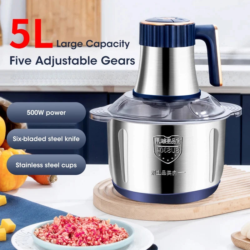 CowLost | product_id-5l-500w-stainless-steel-electric-meat-grinder-multifunctional-food-processor |3
