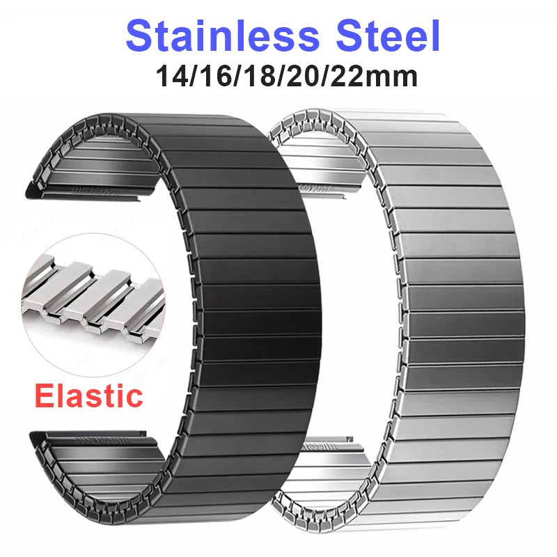 Elastic Stainless Steel Watch Band 14-22mm Metal Expansion Stretch Strap Wristband