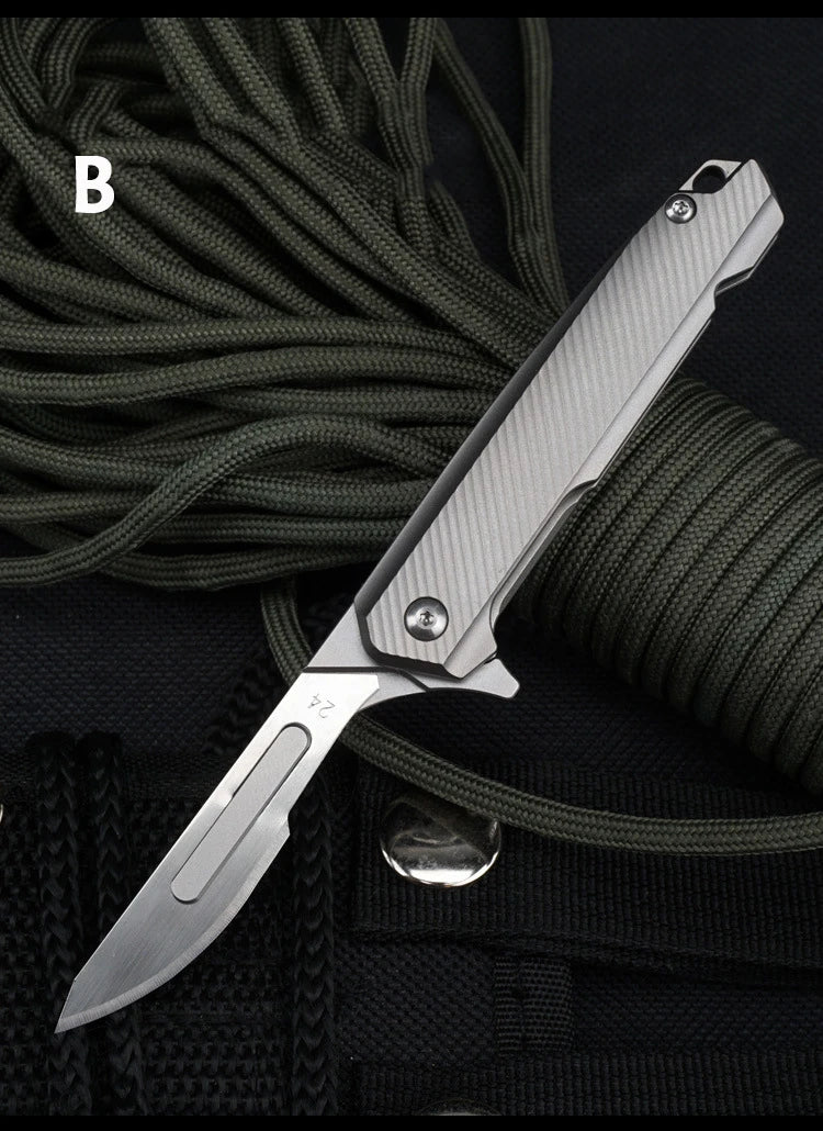 CowLost | tools-upgrade-titanium-alloy-folding-scalpel-with-replaceable-blades |16