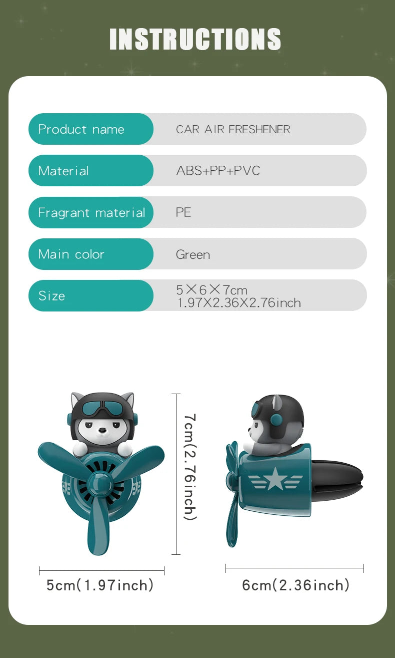 CowLost | product_id-pilot-husky-dog-car-air-freshener-propeller-plane-vent-clip-ocean-scent-aroma-diffuser |17