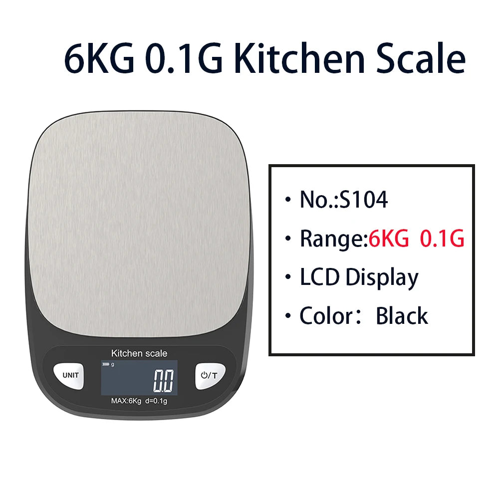 Digital Kitchen Scale 12kg/1g & 6kg/0.1g Waterproof Electronic Balance for Food, Jewelry, Baking