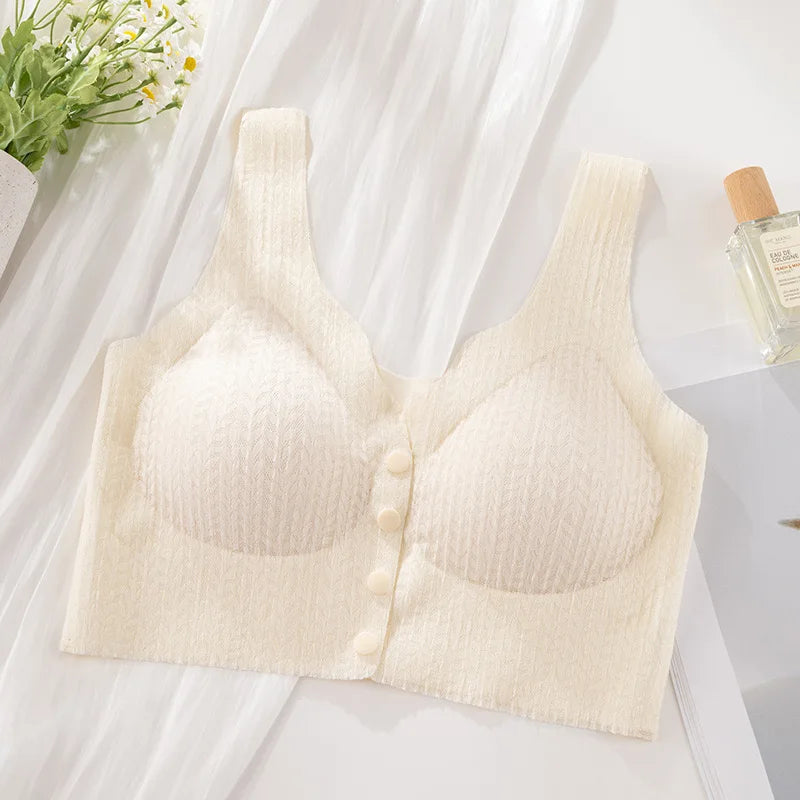 CowLost | product_id-seamless-front-button-wire-free-nursing-bra-with-lace-and-anti-sagging-support-for-pregnant-women |9